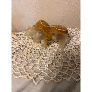 Vintage Hand Carved Onyx Bull Figurine